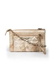 Gold Leather Pochette Louisa Matelasse Deluxe
