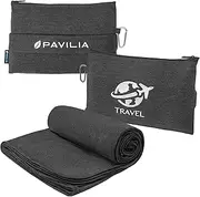 PAVILIA Soft Travel Blanket, Compact Airplane Blanket in Bag, Portable Blanket Pillow Set, Lightweight and Packable Plane Flight Car Trips Travel Home Office Gift Accessories, Black