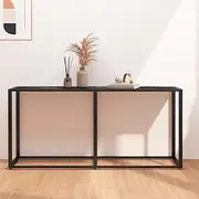 Console Table, Modern Entryway Table for Living Room, Hallway Black Marble 160x35x75.5cm Tempered Glass