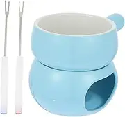 ABOOFAN 1 Set Ceramic Cheese Melting Pot Set Practical Chocolate Fondue Kit with Forks for Cheese Chocolate Broth for Kitchen Dining Room Outdoor Parties and Afternoon Tea Random Color