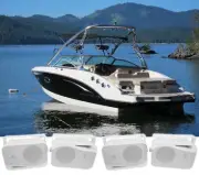 (4) Rockville HP4S 4" Marine Box Speakers with Swivel Bracket For Boats