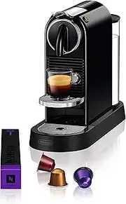 De'Longhi Nespresso CitiZ EN167.B, Automatic Coffee Machine, Single-Serve Capsule Coffee Machine, Welcome Set Included, Compact Design, 19 Bar Pressure, 1260W, Black