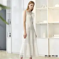 在飛比找momo購物網優惠-【mia mia】荷葉V領蕾絲洋裝