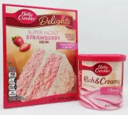 Betty Crocker Super Moist STRAWBERRY Cake Mix & CHERRY Rich Creamy Frosting Set