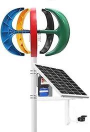 Efficient 3000W Wind Generator Kit, 12V/ 24V/48V Windmill Energy Charge Turbines Vertical Axis Wind Generator No Noise for Home Camping (5 Blades)