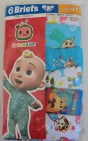Cocomelon Boys 100% Cotton 6 Pack Briefs Size 4T - New