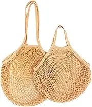 Breast Milk Storage Bag Reusable Fruit Vegetable Bag Washable Cotton Mesh Grocery Bags Cotton String Bags Net Shopping Bags Mesh Bags for Fruit Storage Storage Bag (Color : Light Orange 18, Size : L