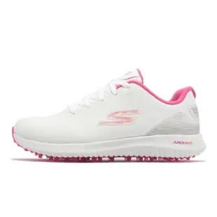 【SKECHERS】高爾夫球鞋 Go Golf Max 2 女鞋 白 粉紅 防水鞋面 記憶鞋墊 緩震 高球(123030WMLT)