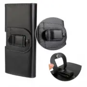 For iPhone 16/15/14/13/12/11 Pro Black Leather Belt Clip Loop Pouch Case Holster