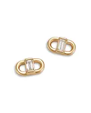 Zoe Chicco 14K Yellow Gold Baguette Diamonds Diamond Solitaire Open Link Stud Earrings, 0.12 ct. t. w.