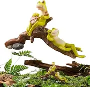 shjxi Landscape Frog Figure, Frog Statue for Flower Pot, Garden Frog Sculpture, Tabletop Frog Ornament, Resin Frog Sculpture, Terrace Garden Decor, Fairy Animal Ornament for Terrace, Balcony