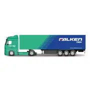 Burago 1:43 Scale Street Fire Haulers With Trailer - M-B Actros Gigaspace Falken