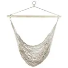 Northlight 39" x 43" White Cotton Netting Hammock Chair with Wooden Bar