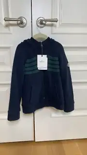 Moncler Kids Sweater Navy Wool Size 6 Zip Up Hoodie