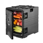 VEVOR Insulated Food Pan Carrier, 82 Qt Hot Box for Catering, LLDPE Food Box Carrier w/ Double Buckles, Front Loading Food Warmer w/ Handles, Stackabl