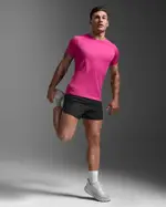 Light Speed Tech Tee, 2XU, S, Fuchsia/Black Reflective, Male