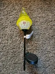 1 Evergreen Solar LED Garden Stake Light Garden Gnome Hand Blown Glass 15"