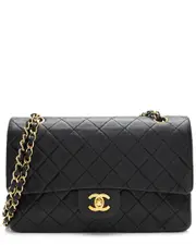 Chanel Black Lambskin Classic Medium Double Flap Bag (Authentic Pre-Loved)