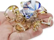 3" L Blue Yellow Octopus Glass Squid Miniature Sealife Aquarium Animals Figurine