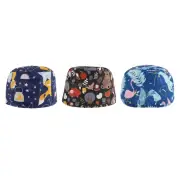 3pcs Patterned Nurse Scrub Beanie Hat Skull Breathable for Ponytail