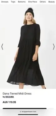 Brand new DECJUBA Dana Tiered MIDI Dress black size 8 RRP$119.95