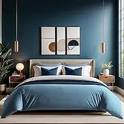 Premium Ranforce Single Quilt Cover (135 x 200 cm), 100% Cotton, Blue, Button Closure, 145 Thread Count | Machine Washable at 30°C, Soft & Durable