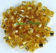 10g Silver-Lined Med. Topaz #22B -TOHO Cube Glass Beads 4mm