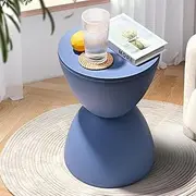 Furb Round Coffee Table Small Side Table Modern Hourglass Stool Nordic Style Round Stool for Living Room, Bedroom, Office, Cafe Blue Plastic Chair