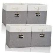 12x12 storage cube bins 4 Pack,Collapsible Fabric Storage Cubes with