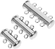 [STOBOK] 3pcs Necklace Slide Lock Separator for Layering Stacker Clasp Multi Strand Jewelry Stainless Steel Buckle Divider