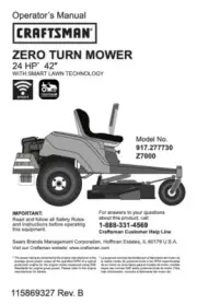 Owner’s Manual Sears Craftsman Z7000 Zero-Turn Riding Mower - Model 917.277730