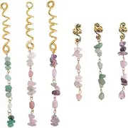 [Gogogmee] 6pcs Natural Stone Pendant Hair Jewelry Hair Coils for Braids for Women Lightweight for Dreadlock Braiding