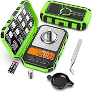 Newset AMIR Digital Milligram Scale, 50/0.001g High-Precision Pocket Jewelry Scale, LCD Backlit Display, 6 Units, Auto Off, Tare with 20g Calibration Weights Tweezers (Batteries Included)
