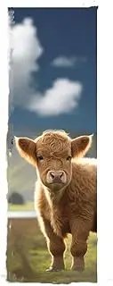 Door Stickers Highland Cow Flowers Door Stickers Farmhouse Cattle Animal Door Wallpaper Decal Home Decor Mural(O,95x215cm)