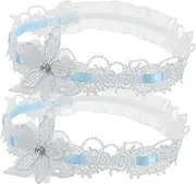 [Holibanna] Bridal Lace Garters for Women Elegant Floral Leg Bands for Wedding Stretchy Bow Garters Comfortable Elastic Fit