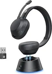 FXWONTY Wireless Headset, Wireless Headphones with Mic(AI Noise Cancelling), 65 Hrs Working Time with USB Dongle, Wireless Headset with Mic for Work from Home/Computer/Laptop/PC/iPhone/Android