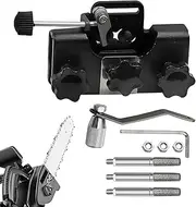 Chainsaw Sharpener, Aluminium Alloy Chainsaw Sharpeners with 3 Bits, Hand-Cranked Chain Sharpener for Chain Saws and Electric Saws, Outdoor Work