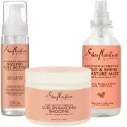 SheaMoisture Curly Hair Bundle: Frizz Free Mousse 7.5 Fl Oz, Curl Enhancing Smoo