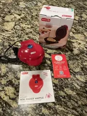 Dash Mini Heart Waffle Maker 4" Cooking Surface Non-Stick 350 Watts Red