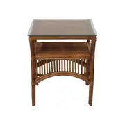 CR Atrium Rattan Side Table with Glass Top