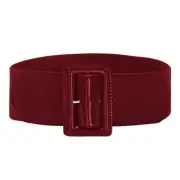 Women's Stretchy Belt 1950s 3 Inch Wide Elastic Belts Small Dark Red