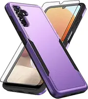 [Asuwish] Phone Case for Samsung Galaxy A14/M14 5G with Tempered Glass Screen Protector Cover and Slim Thin Hybrid Full Body Protective Mobile Rugged Cell Accessories A 14 4G 14A 14M G5 Women Men Purple
