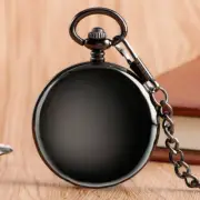 Steampunk Double Hunter Fob Pendant Mechanical Hand Wind Pocket Watch Black