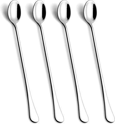 Lovingly Yours 9.5-Inch Long Handle Spoon, Ice Tea Spoons, Cream Silver