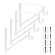 4 Pack White Shelf Brackets, Floating Steel Closet Rod Holders, 12.5 x 1 x 9.5"