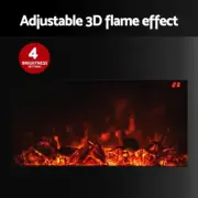 Devanti 2000W Electric Fireplace Heater Wall Mounted Remote 3D Flame Black Timer