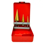 3 Piece High Speed Steel Step Drill Bit Set for Metal Wood Plastic Drilling