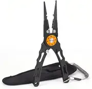 Stainless Steel Fishing Pliers Remove Hook Tool with Lanyard and Sheath,Multi-functional Lip Gripper for Fishing,Saltwater Resistant Fishing Gear, Comfortable and Non-Slip Rubber Handle