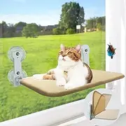 AHYUANBA Cat Window Perch Cat Hammock,Foldable Cat Window Hammock with 4 Strong Suction Cups,Cordless Cat Hammock for Window,Sturdy Cat Bed for Indoor Large Cats or Kittens Resting (Hold up to 50lbs)