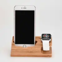 在飛比找Yahoo!奇摩拍賣優惠-Apple Watch手錶充電座實木支架  手機充電支架 蘋